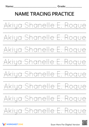 Editable Name Tracing Sheet 