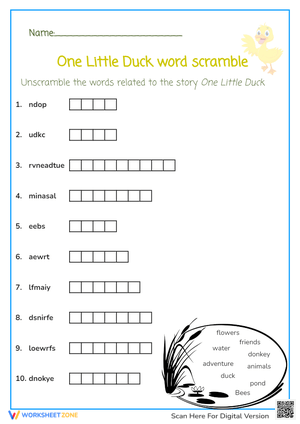 One Little Duck Word Scramble