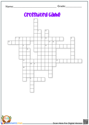 Crossword Game Worksheet