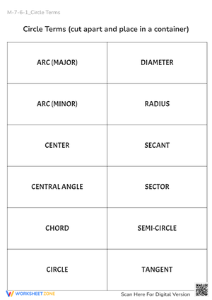 Circle Terms Matching Game - Geometry Vocabulary Builder!
