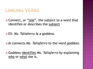 Linking Verbs Identification Worksheet