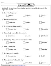 Identify Verb Moods in Sentences 