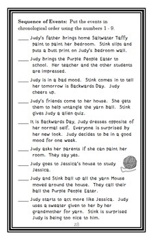 Judy Moody Story: Comprehension Quiz