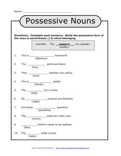 Possessive Nouns &amp; Pronouns