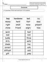 Antonyms and Synonyms Practice Worksheet
