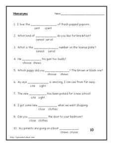 English language: Homonyms & Homophones Quiz