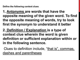 Context Clues: Antonyms Practice Quiz