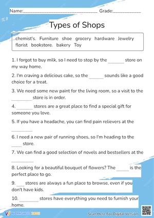 Types of shops fill-in