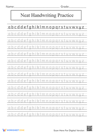 Neat Handwriting Practice Worksheet - Alphabet
