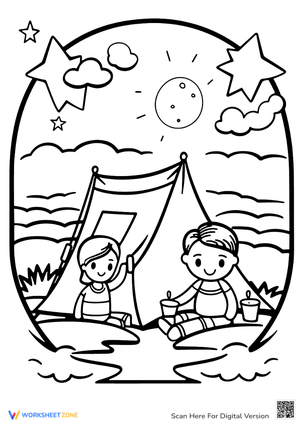 Summer Camping Coloring Page