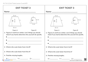 Similarity & Scale Factors: Geometry Exit Ticket Worksheet
