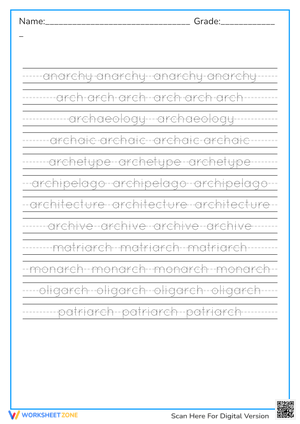 Vocab "Arch" Words