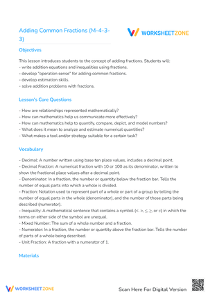 Adding Common Fractions (M-4-3-3)