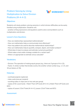 Problem Solving by Using Multiplication to Solve Division Problems (M-4-4-2)