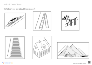 Visual Slopes Math Worksheet: Real-World Slope Analysis for Grades 6-8