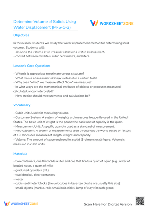 Determine Volume of Solids Using Water Displacement (M-5-1-3)