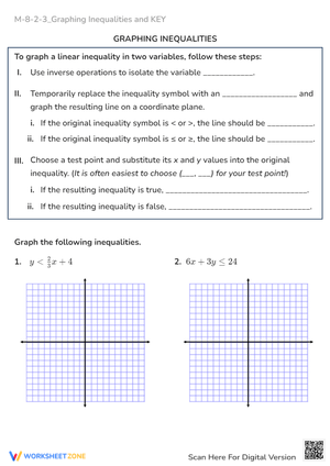 Graphing Linear Inequalities Worksheet - 8th Grade Math Practice