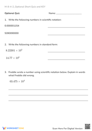 Scientific Notation Quiz - Convert to Standard Form!