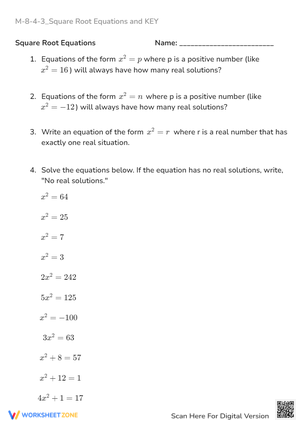 M-8-4-3_Square Root Equations and KEY