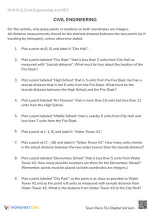 Civil Engineering Coordinate Plotting: City Planning Worksheet