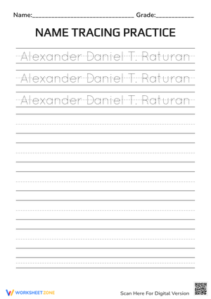 Name Tracing Worksheet | Grade 1 Essential Practice