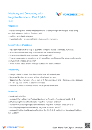 Modeling and Computing with Negative Numbers - Part 2 (M-6-1-3)