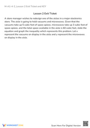 Inequality Word Problem: Vacuums & Microwaves - Exit Ticket