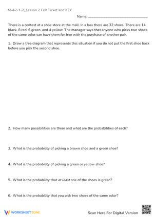 Probability Tree Diagram Worksheet