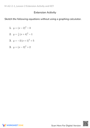 Sketching Quadratic Equations in Vertex Form - No Calculator!