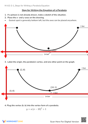 Parabola Equation: Vertex Form Worksheet - High School Math