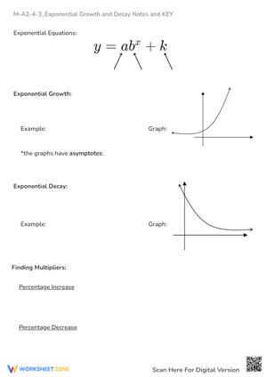 Exponential Growth & Decay: Notes & Practice Worksheet