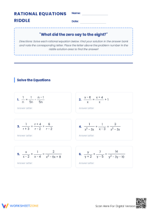 Grade 10 Rational Equations — Printable No-Prep Worksheet