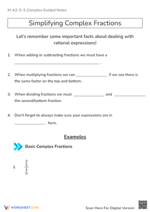 Complex Fractions Guided Notes - Simplify & Learn the Rules!