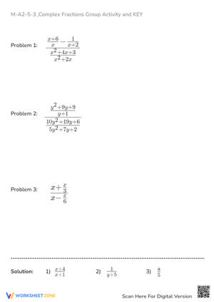 Complex Fractions Worksheet - Simplify Algebraic Expressions!