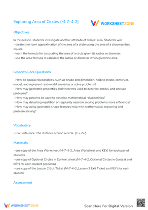 Exploring Area of Circles (M-7-4-2)