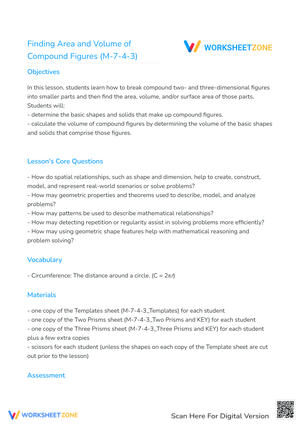 Finding Area and Volume of Compound Figures (M-7-4-3)