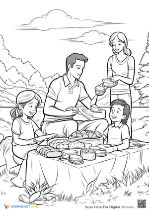 Picnic with Family Coloring Pages