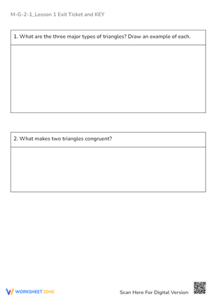 Triangle Types & Congruence Exit Ticket - Geometry Worksheet