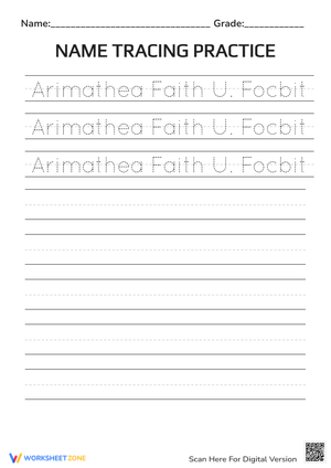 Essential Name Tracing Worksheet | Grade 1 Handwriting