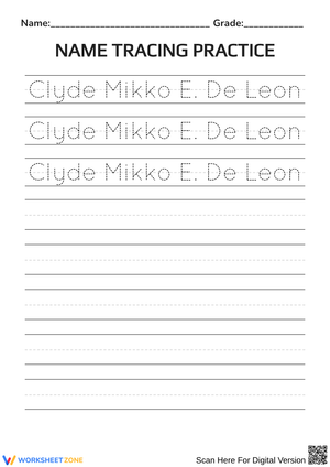 Name Tracing Practice Worksheet | Grade 1 Essential