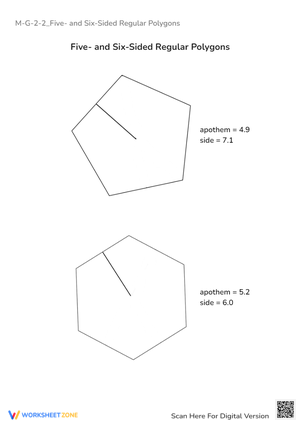 Pentagon & Hexagon Geometry: Apothem & Side Length Practice