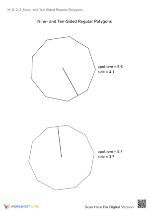 Nonagon & Decagon Apothem Practice - Geometry Worksheet