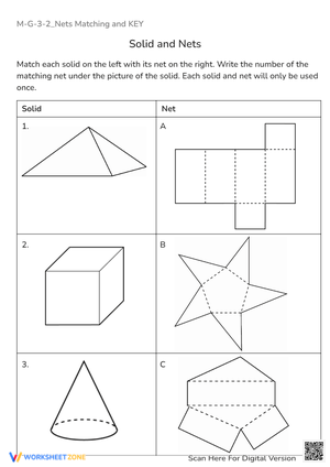 3D Shapes & Nets Matching - Geometry Worksheet Activity