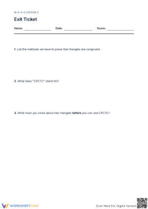 Printable CPCTC Exit Ticket | High School Geometry