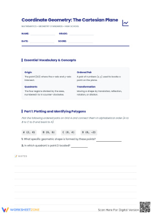 Geometry Transformations Worksheet | Grade 9-10 Printable