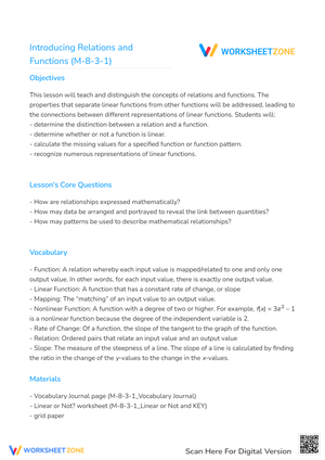 Introducing Relations and Functions (M-8-3-1)
