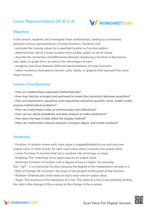 Understanding Linear Representations Worksheet
