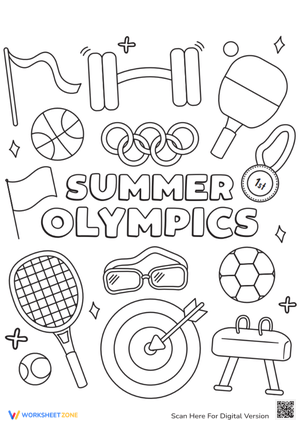 Summer Olympics Coloring Page - Sports & Activities Fun!
