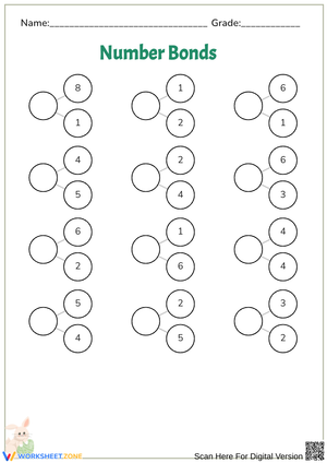 Grade 1 Number Bonds — Printable No-Prep Worksheet