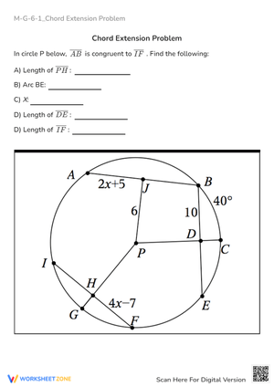 Circle Chord Extension Problems - High School Geometry Practice